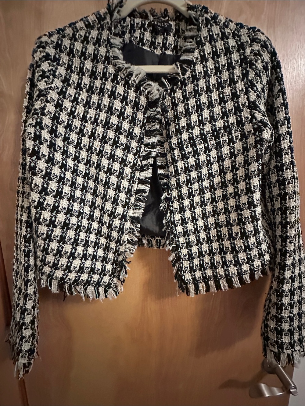 Black and White Tweed Fringed Jacket
